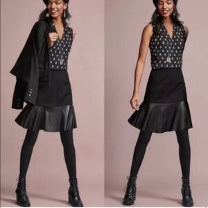 Cabi Flip Skirt Black Faux Leather Hem Size Medium - E31
